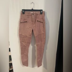 Light pink jeggings with zippers